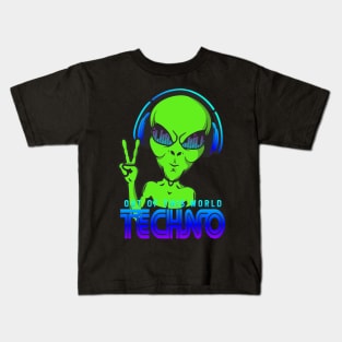 Techno Alien EDM Sound Speaker Club Kids T-Shirt